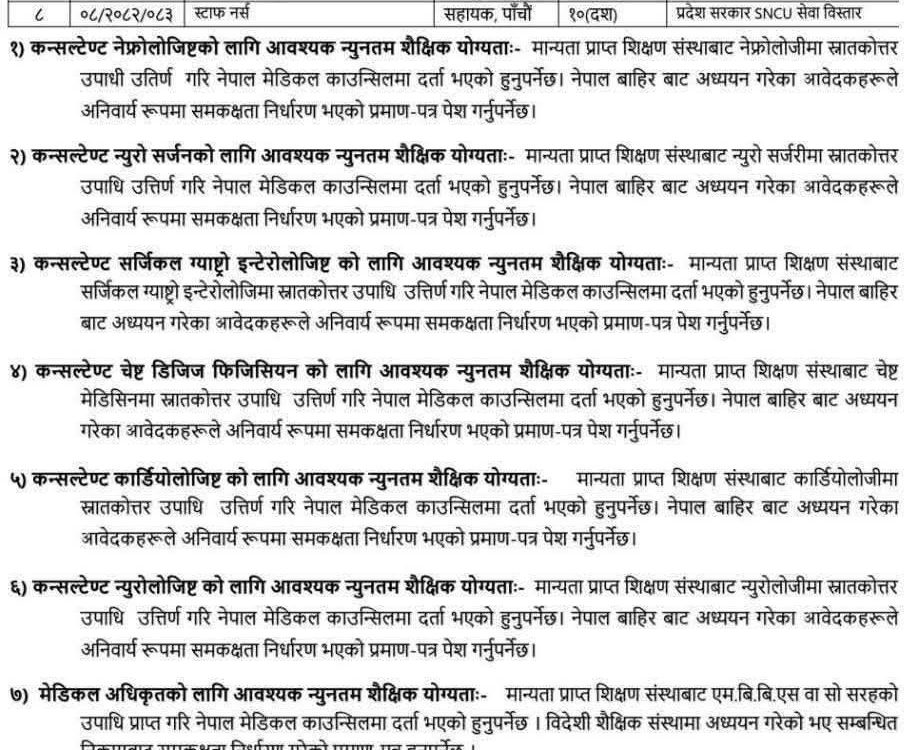 सेवा करारमा कर्मचारी पदपुर्ति सम्बन्धि सुचना